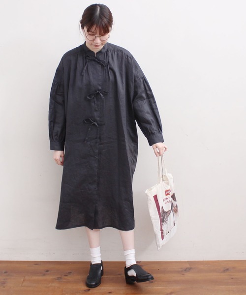 フィグロンドン　 BOY LINEN ワンピース　ブラック フィグロンドン】 BOY LINENワンピース 新品タグ付き 22SS