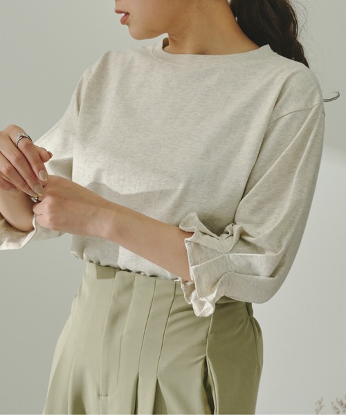 Ambre Neige(アンブルネージュ)の「タックスリーブTシャツ/【WEB/EC限定商品】(Tシャツ/カットソー・レディース・ブラック/グレー系その他/ナチュラル・FREE)」の16枚目の写真