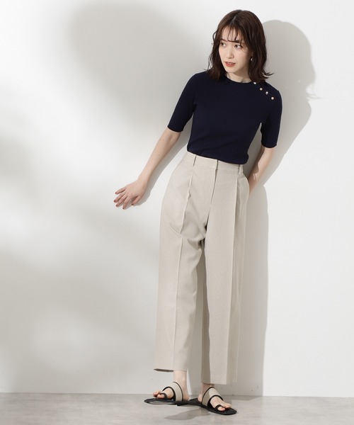 N.(N. Natural Beauty Basic)(エヌエヌナチュラルビューティーベーシック)の「◆ショルダーボタンリブニット(ニット/セーター・レディース・ブラック/ネイビー/オフホワイト/ライトグリーン・MEDIUM)」の12枚目の写真