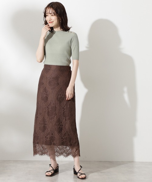 N.(N. Natural Beauty Basic)(エヌエヌナチュラルビューティーベーシック)の「◆ショルダーボタンリブニット(ニット/セーター・レディース・ブラック/ネイビー/オフホワイト/ライトグリーン・MEDIUM)」の9枚目の写真