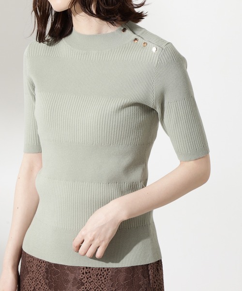 N.(N. Natural Beauty Basic)(エヌエヌナチュラルビューティーベーシック)の「◆ショルダーボタンリブニット(ニット/セーター・レディース・ブラック/ネイビー/オフホワイト/ライトグリーン・MEDIUM)」の15枚目の写真