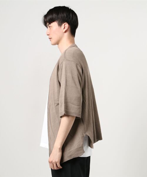 ADMIX/ATELIER SAB MEN（アドミックスアトリエサブメン）の「麻混サマーセーター ／ オーバーサイズ 半袖 着流し カーディガン（カーディガン/ボレロ・メンズ・グレイッシュベージュ/グレイッシュブルー/スモークピンク/ライトグレー・50/48）」の5枚目の写真