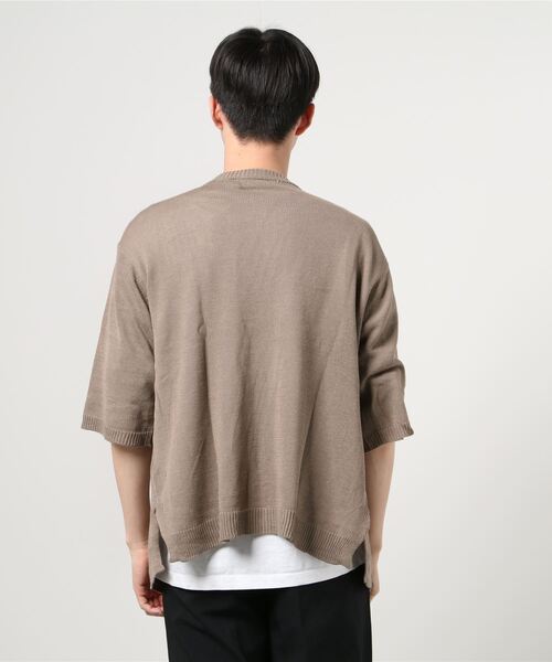 ADMIX/ATELIER SAB MEN（アドミックスアトリエサブメン）の「麻混サマーセーター ／ オーバーサイズ 半袖 着流し カーディガン（カーディガン/ボレロ・メンズ・グレイッシュベージュ/グレイッシュブルー/スモークピンク/ライトグレー・50/48）」の6枚目の写真