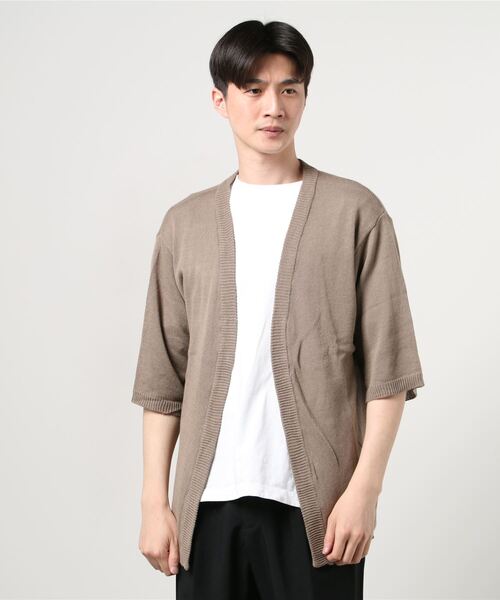 ADMIX/ATELIER SAB MEN（アドミックスアトリエサブメン）の「麻混サマーセーター ／ オーバーサイズ 半袖 着流し カーディガン（カーディガン/ボレロ・メンズ・グレイッシュベージュ/グレイッシュブルー/スモークピンク/ライトグレー・50/48）」の7枚目の写真
