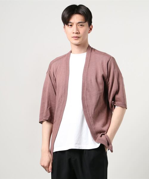 ADMIX/ATELIER SAB MEN（アドミックスアトリエサブメン）の「麻混サマーセーター ／ オーバーサイズ 半袖 着流し カーディガン（カーディガン/ボレロ・メンズ・グレイッシュベージュ/グレイッシュブルー/スモークピンク/ライトグレー・50/48）」の8枚目の写真