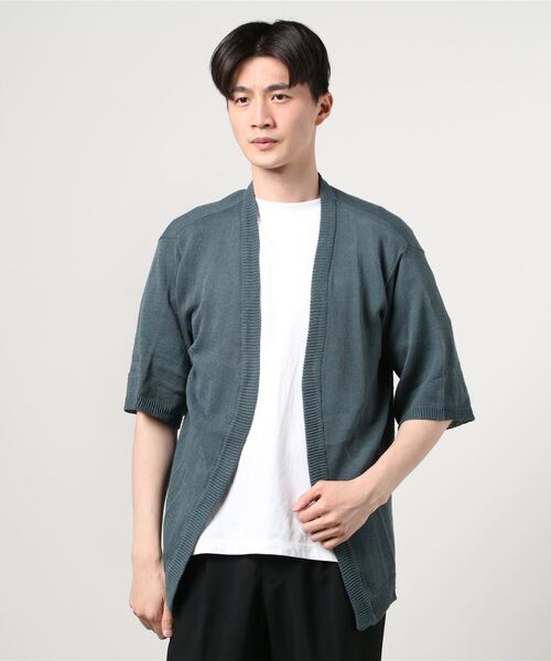 ADMIX/ATELIER SAB MEN（アドミックスアトリエサブメン）の「麻混サマーセーター ／ オーバーサイズ 半袖 着流し カーディガン（カーディガン/ボレロ・メンズ・グレイッシュベージュ/グレイッシュブルー/スモークピンク/ライトグレー・50/48）」の9枚目の写真