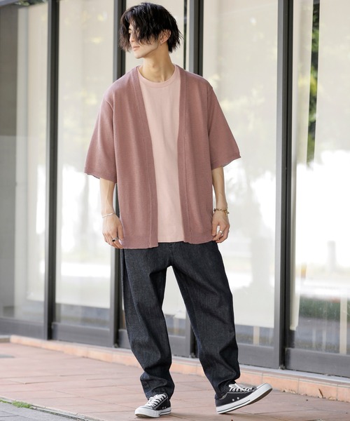 ADMIX/ATELIER SAB MEN（アドミックスアトリエサブメン）の「麻混サマーセーター ／ オーバーサイズ 半袖 着流し カーディガン（カーディガン/ボレロ・メンズ・グレイッシュベージュ/グレイッシュブルー/スモークピンク/ライトグレー・50/48）」の11枚目の写真