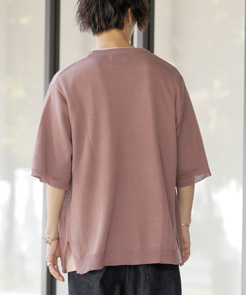 ADMIX/ATELIER SAB MEN（アドミックスアトリエサブメン）の「麻混サマーセーター ／ オーバーサイズ 半袖 着流し カーディガン（カーディガン/ボレロ・メンズ・グレイッシュベージュ/グレイッシュブルー/スモークピンク/ライトグレー・50/48）」の12枚目の写真