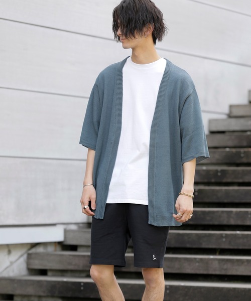 ADMIX/ATELIER SAB MEN（アドミックスアトリエサブメン）の「麻混サマーセーター ／ オーバーサイズ 半袖 着流し カーディガン（カーディガン/ボレロ・メンズ・グレイッシュベージュ/グレイッシュブルー/スモークピンク/ライトグレー・50/48）」の15枚目の写真