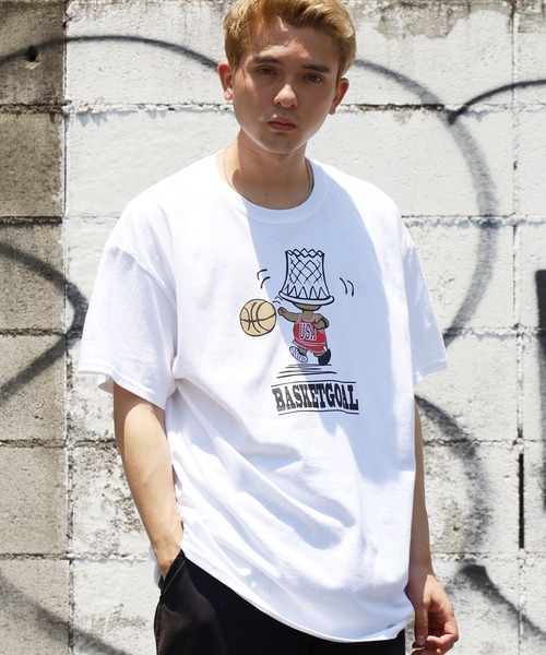 バスケットゴール O K オーケー トップス Tシャツ キャラクターtシャツ 半袖tシャツ Tシャツ カットソー O K オーケー のファッション 半袖 半袖