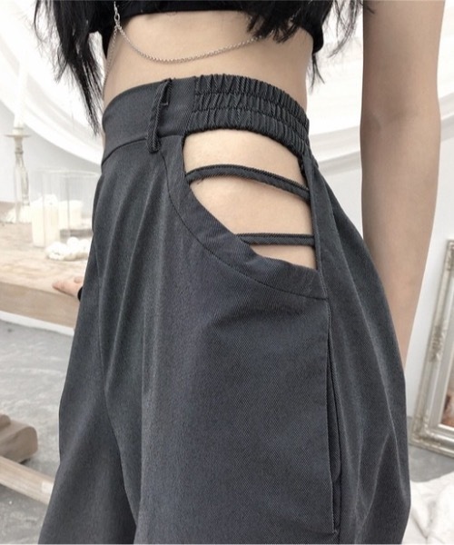 KOR（ケーオーアール）の「フロントオープンジョガーパンツ（スラックス・レディース・オレンジ/ブラック/グレー・S/M/L）」の17枚目の写真