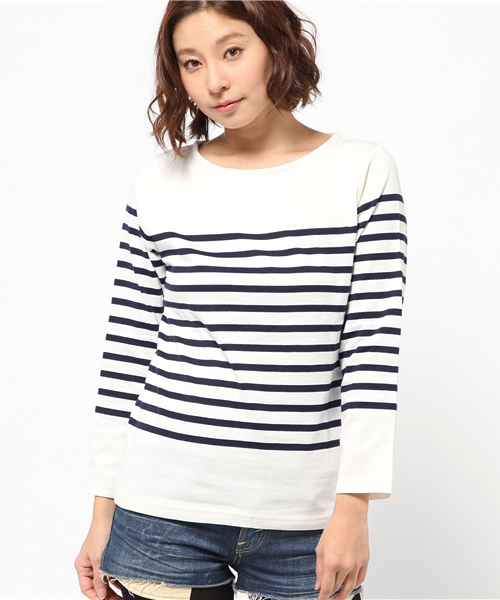 WEGO（ウィゴー）の「WEGO/ベーシックボーダーTシャツ（Tシャツ/カットソー・レディース・ブラック/グレー/ブルー/トリコロール・FREE）」の7枚目の写真