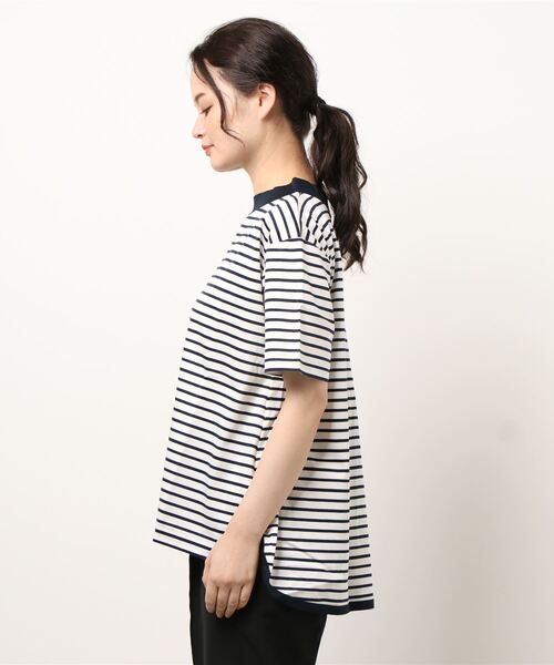 Pao de lo（パオデロ）の「【VOYAGE】コンパクトスーピマボーダーカットソー（Tシャツ/カットソー・レディース・アイボリー/ブラック系その他/ダークネイビー・9号）」の4枚目の写真