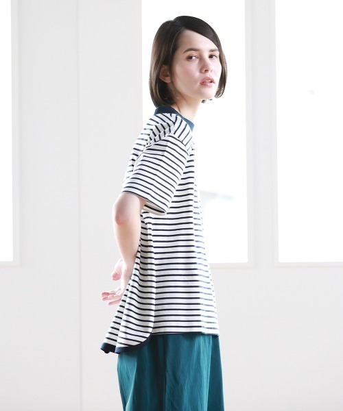 Pao de lo（パオデロ）の「【VOYAGE】コンパクトスーピマボーダーカットソー（Tシャツ/カットソー・レディース・アイボリー/ブラック系その他/ダークネイビー・9号）」の2枚目の写真