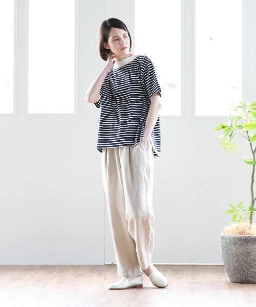 Pao de lo（パオデロ）の「【VOYAGE】コンパクトスーピマボーダーカットソー（Tシャツ/カットソー・レディース・アイボリー/ブラック系その他/ダークネイビー・9号）」の19枚目の写真