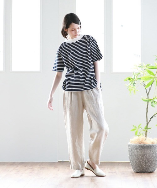 Pao de lo（パオデロ）の「【VOYAGE】コンパクトスーピマボーダーカットソー（Tシャツ/カットソー・レディース・アイボリー/ブラック系その他/ダークネイビー・9号）」の18枚目の写真