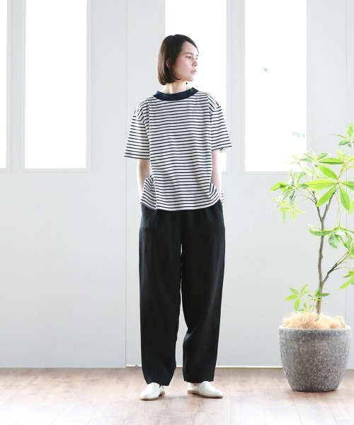 Pao de lo（パオデロ）の「【VOYAGE】コンパクトスーピマボーダーカットソー（Tシャツ/カットソー・レディース・アイボリー/ブラック系その他/ダークネイビー・9号）」の16枚目の写真