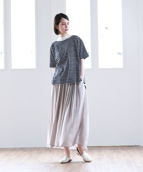 Pao de lo（パオデロ）の「【VOYAGE】コンパクトスーピマボーダーカットソー（Tシャツ/カットソー・レディース・アイボリー/ブラック系その他/ダークネイビー・9号）」の10枚目の写真