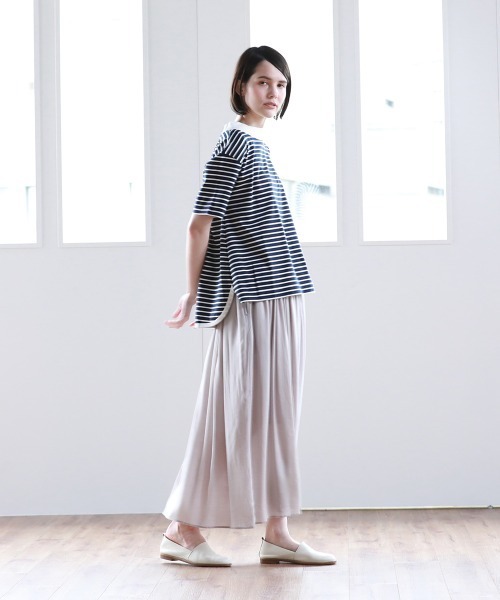 Pao de lo（パオデロ）の「【VOYAGE】コンパクトスーピマボーダーカットソー（Tシャツ/カットソー・レディース・アイボリー/ブラック系その他/ダークネイビー・9号）」の9枚目の写真