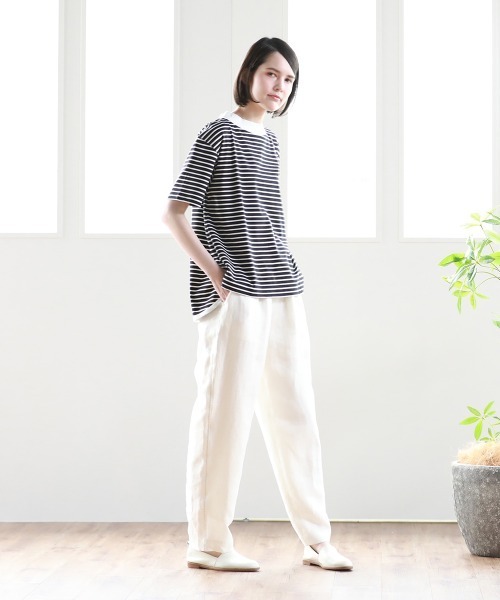 Pao de lo（パオデロ）の「【VOYAGE】コンパクトスーピマボーダーカットソー（Tシャツ/カットソー・レディース・アイボリー/ブラック系その他/ダークネイビー・9号）」の8枚目の写真