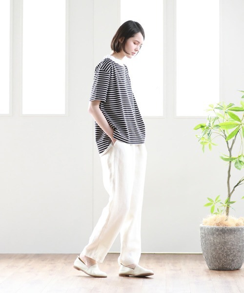 Pao de lo（パオデロ）の「【VOYAGE】コンパクトスーピマボーダーカットソー（Tシャツ/カットソー・レディース・アイボリー/ブラック系その他/ダークネイビー・9号）」の7枚目の写真