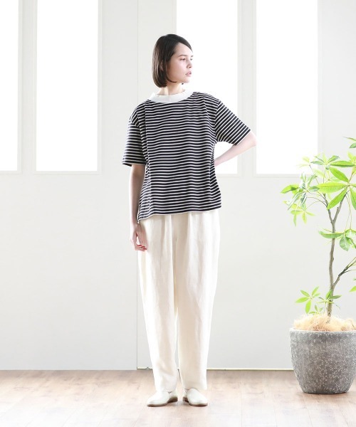 Pao de lo（パオデロ）の「【VOYAGE】コンパクトスーピマボーダーカットソー（Tシャツ/カットソー・レディース・アイボリー/ブラック系その他/ダークネイビー・9号）」の6枚目の写真