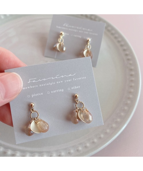 tone(トーン)の「【Favorina】stardast drop petal ピアス(MA)(ピアス(両耳用)・レディース・オレンジ系その他/ブルー系その他/ピンク/ラベンダー/オレンジ・FREE)」の13枚目の写真