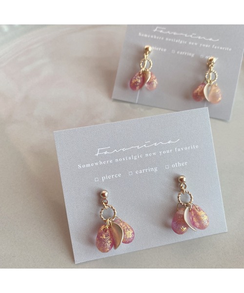 tone(トーン)の「【Favorina】stardast drop petal ピアス(MA)(ピアス(両耳用)・レディース・オレンジ系その他/ブルー系その他/ピンク/ラベンダー/オレンジ・FREE)」の12枚目の写真