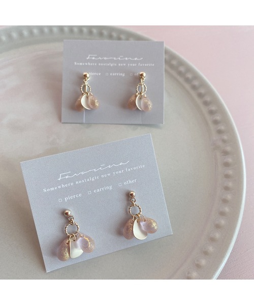 tone(トーン)の「【Favorina】stardast drop petal ピアス(MA)(ピアス(両耳用)・レディース・オレンジ系その他/ブルー系その他/ピンク/ラベンダー/オレンジ・FREE)」の8枚目の写真