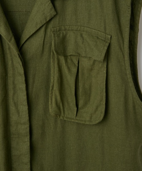 CIAOPANIC TYPY（チャオパニックティピー）の「リネンレーヨンミリタリーベスト（ベスト・レディース・カーキ・ONE SIZE）」の15枚目の写真