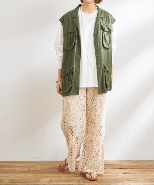 CIAOPANIC TYPY（チャオパニックティピー）の「リネンレーヨンミリタリーベスト（ベスト・レディース・カーキ・ONE SIZE）」の18枚目の写真