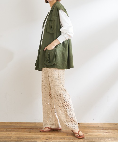 CIAOPANIC TYPY（チャオパニックティピー）の「リネンレーヨンミリタリーベスト（ベスト・レディース・カーキ・ONE SIZE）」の19枚目の写真