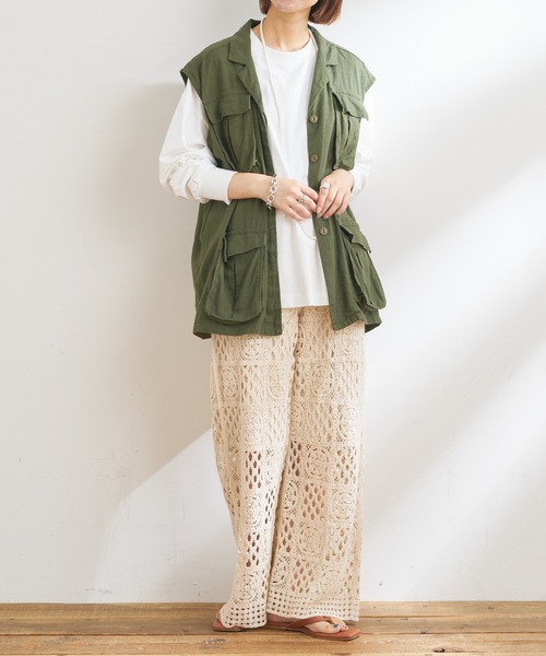 CIAOPANIC TYPY（チャオパニックティピー）の「リネンレーヨンミリタリーベスト（ベスト・レディース・カーキ・ONE SIZE）」の20枚目の写真