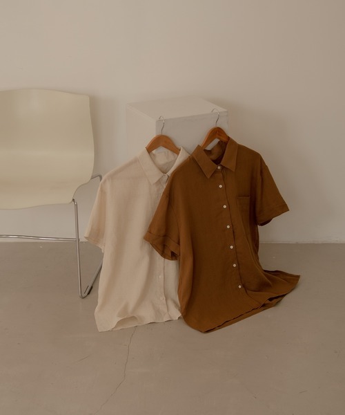 lawgy(ラウジー)の「linen with collar shirt(シャツ/ブラウス・レディース・ベージュ/ブラウン・FREE)」の13枚目の写真