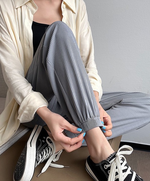 Ulysses（ユリシス）の「リブジョガーパンツ（その他パンツ・レディース・ベージュ/ブラック/ブルー/ピンク/グレー・M/L）」の8枚目の写真