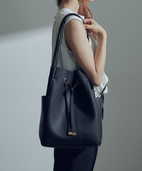 VIS（ビス）の「【A4対応】フロントタイトートバッグ（トートバッグ・レディース・ブラック/グリーン系その他/ベージュ系その他/キナリ/ベージュ系その他2/サックスブルー・FREE）」の18枚目の写真