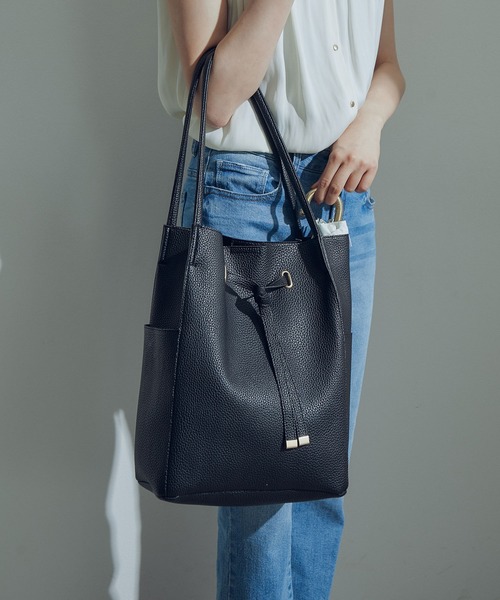 VIS（ビス）の「【A4対応】フロントタイトートバッグ（トートバッグ・レディース・ブラック/グリーン系その他/ベージュ系その他/キナリ/ベージュ系その他2/サックスブルー・FREE）」の20枚目の写真