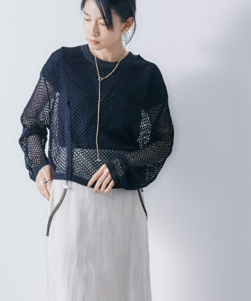 ECRIRE(エクリール)の「フィッシュネットニットトップス(ニット/セーター・レディース・オフホワイト/ブラック/グリーン・フリー)」の4枚目の写真