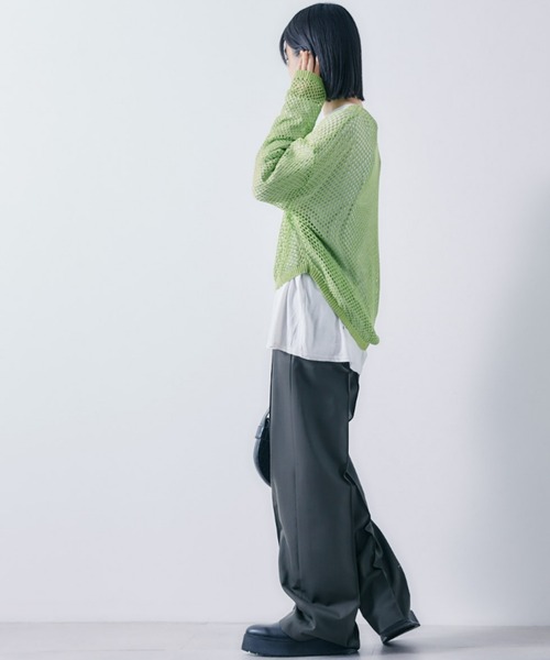 ECRIRE(エクリール)の「フィッシュネットニットトップス(ニット/セーター・レディース・オフホワイト/ブラック/グリーン・フリー)」の11枚目の写真