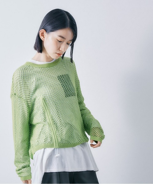 ECRIRE(エクリール)の「フィッシュネットニットトップス(ニット/セーター・レディース・オフホワイト/ブラック/グリーン・フリー)」の5枚目の写真