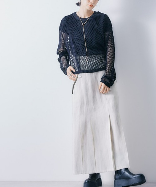 ECRIRE(エクリール)の「フィッシュネットニットトップス(ニット/セーター・レディース・オフホワイト/ブラック/グリーン・フリー)」の7枚目の写真