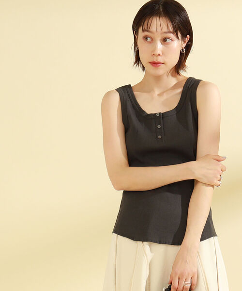 Ray BEAMS（レイビームス）の「Ray BEAMS / テレコ ヘンリー タンクトップ（Tシャツ/カットソー・レディース・チャコールグレー/ライトブルー/イエロー/ホワイト系その他6/ケリー/ブラック/レッド・ONE SIZE）」の4枚目の写真