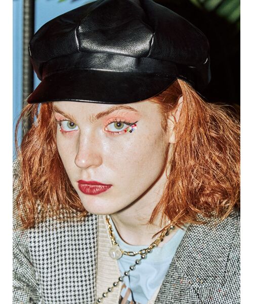 jouetie（ジュエティ）の「エコレザーキャスケット（キャスケット・レディース・ブラック/グリーン/その他1・FREE）」の2枚目の写真