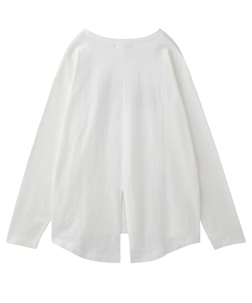 MILKFED.(ミルクフェド)の「BACK SLIT LOGO TOP(Tシャツ/カットソー・レディース・ホワイト/チャコール/ベージュ・ONE SIZE)」の8枚目の写真