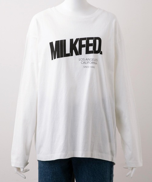MILKFED.(ミルクフェド)の「BACK SLIT LOGO TOP(Tシャツ/カットソー・レディース・ホワイト/チャコール/ベージュ・ONE SIZE)」の14枚目の写真