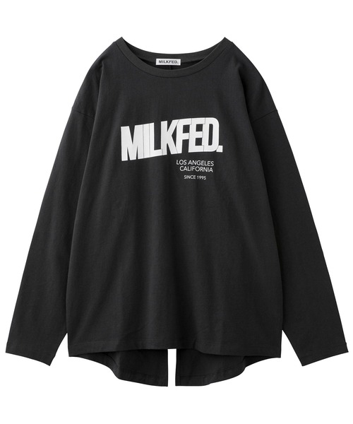 MILKFED.(ミルクフェド)の「BACK SLIT LOGO TOP(Tシャツ/カットソー・レディース・ホワイト/チャコール/ベージュ・ONE SIZE)」の5枚目の写真