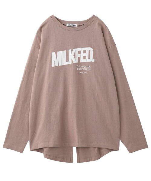 MILKFED.(ミルクフェド)の「BACK SLIT LOGO TOP(Tシャツ/カットソー・レディース・ホワイト/チャコール/ベージュ・ONE SIZE)」の9枚目の写真