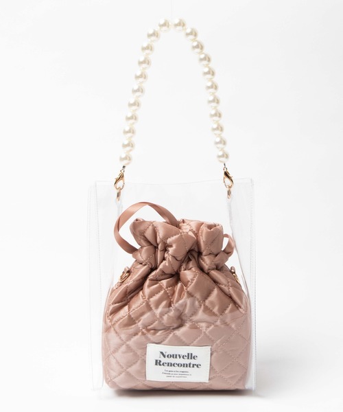 WEGO（ウィゴー）の「WEGO/キルティングクリアショルダーバッグ（ショルダーバッグ・レディース・ベージュ/アイボリー/ブラック・FREE）」の5枚目の写真