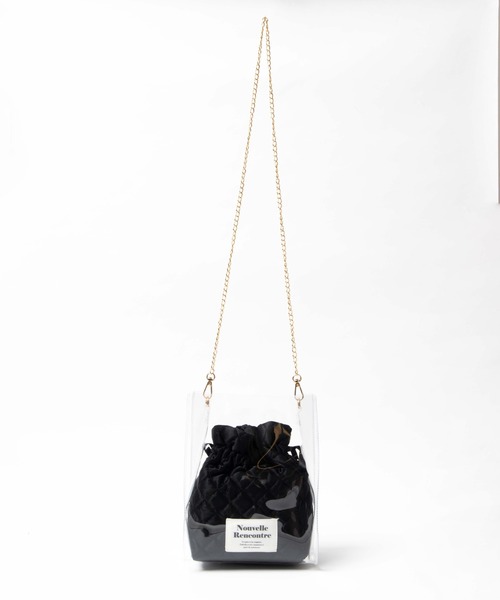 WEGO（ウィゴー）の「WEGO/キルティングクリアショルダーバッグ（ショルダーバッグ・レディース・ベージュ/アイボリー/ブラック・FREE）」の9枚目の写真