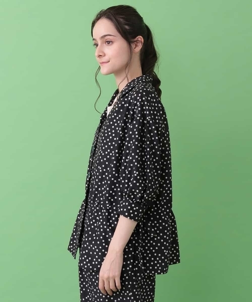 Jocomomola(ホコモモラ)の「Pequenos lunares ドットブラウス(シャツ/ブラウス・レディース・グリーン/ブラック・40)」の3枚目の写真